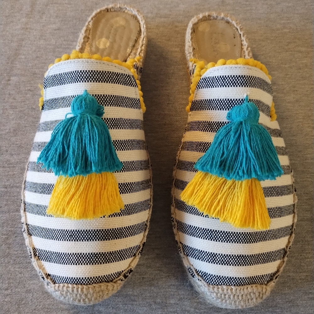 Boden Slip On Espadrille Tassel Mules Flats Women's Size 38 EU - Picture 2 of 16